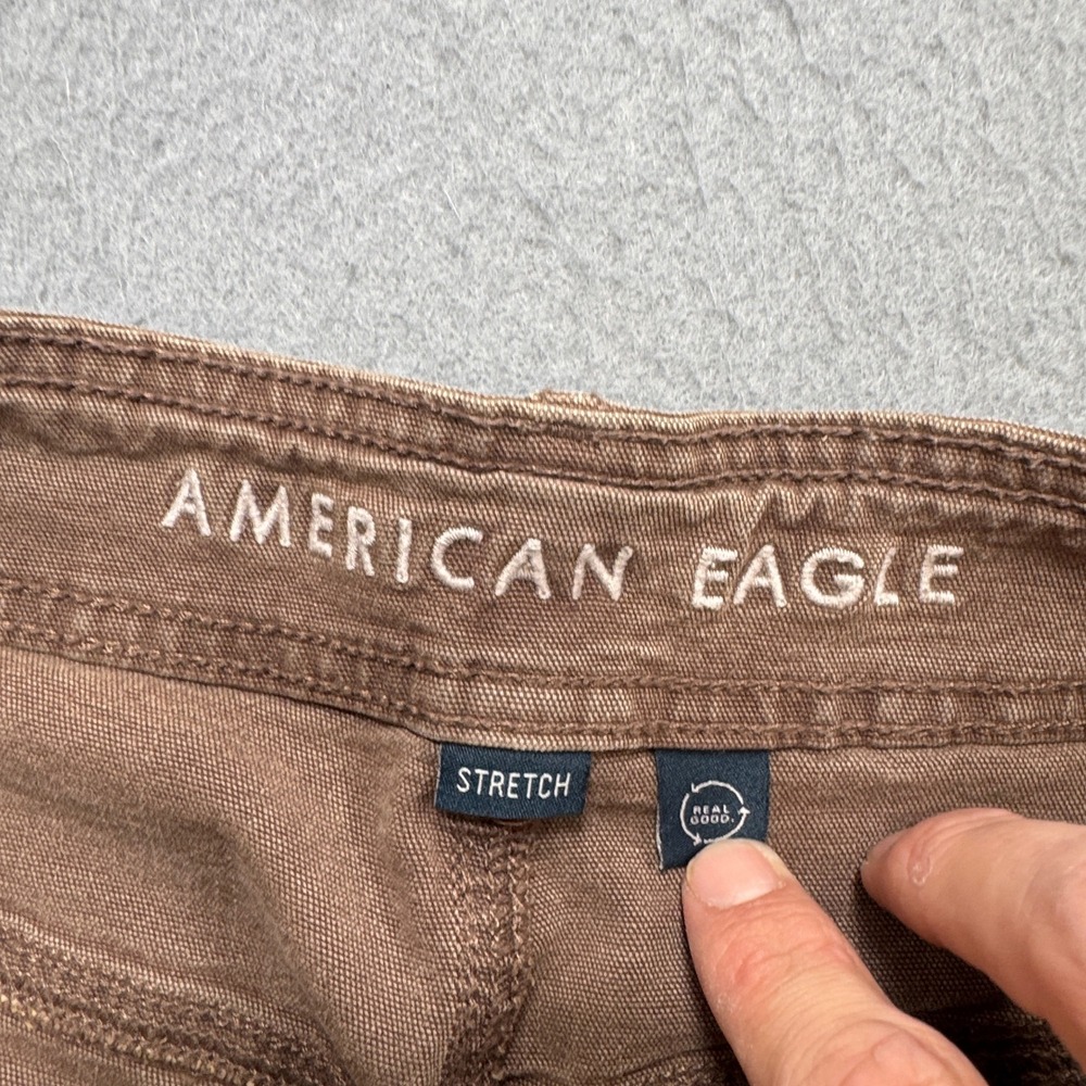 American Eagle Work Pants Women's 10 Brown Wide Leg High Rise Baggy Fit Utility - Picture 8 of 9